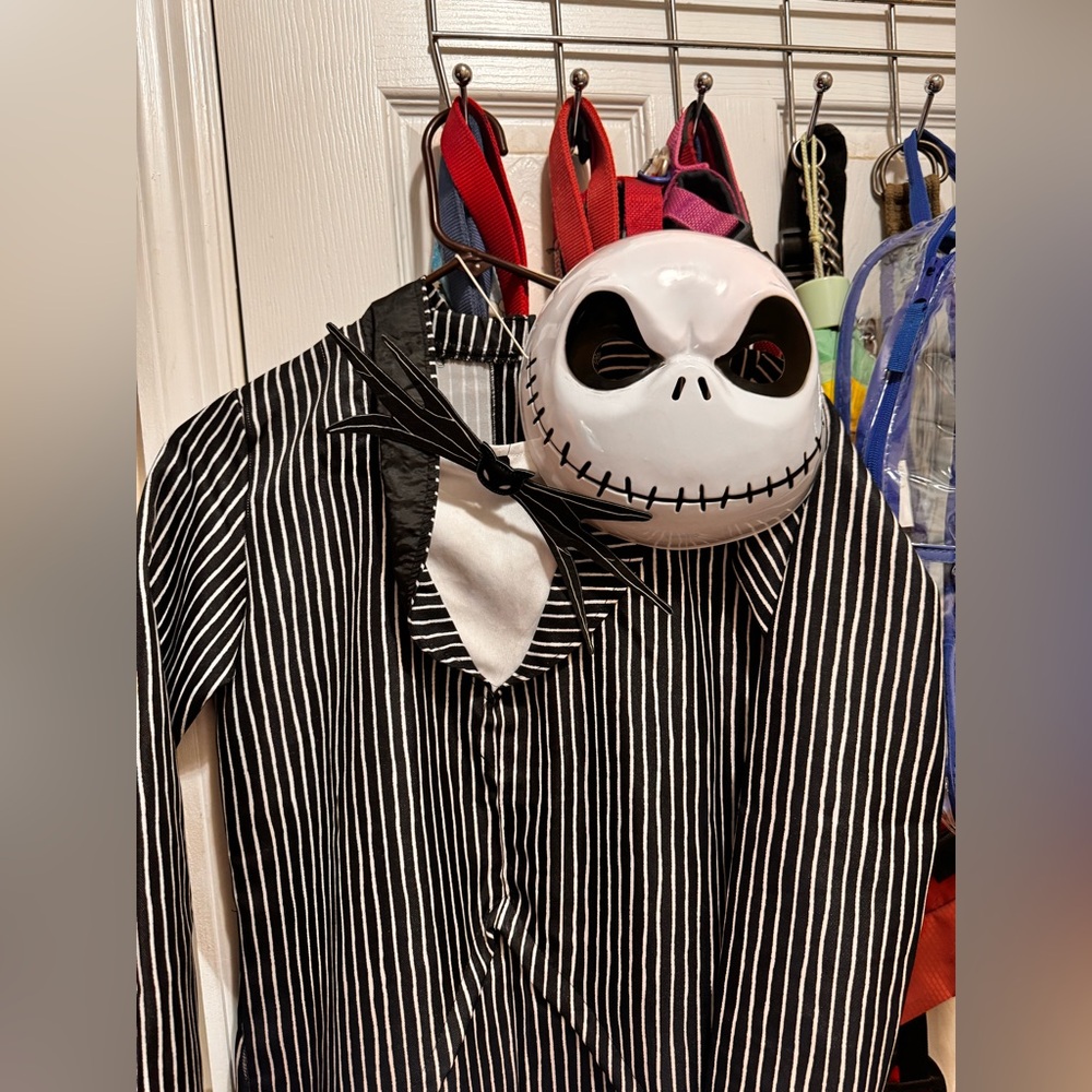 Kids Black and White Jack Skeleton Costume size large 12/14